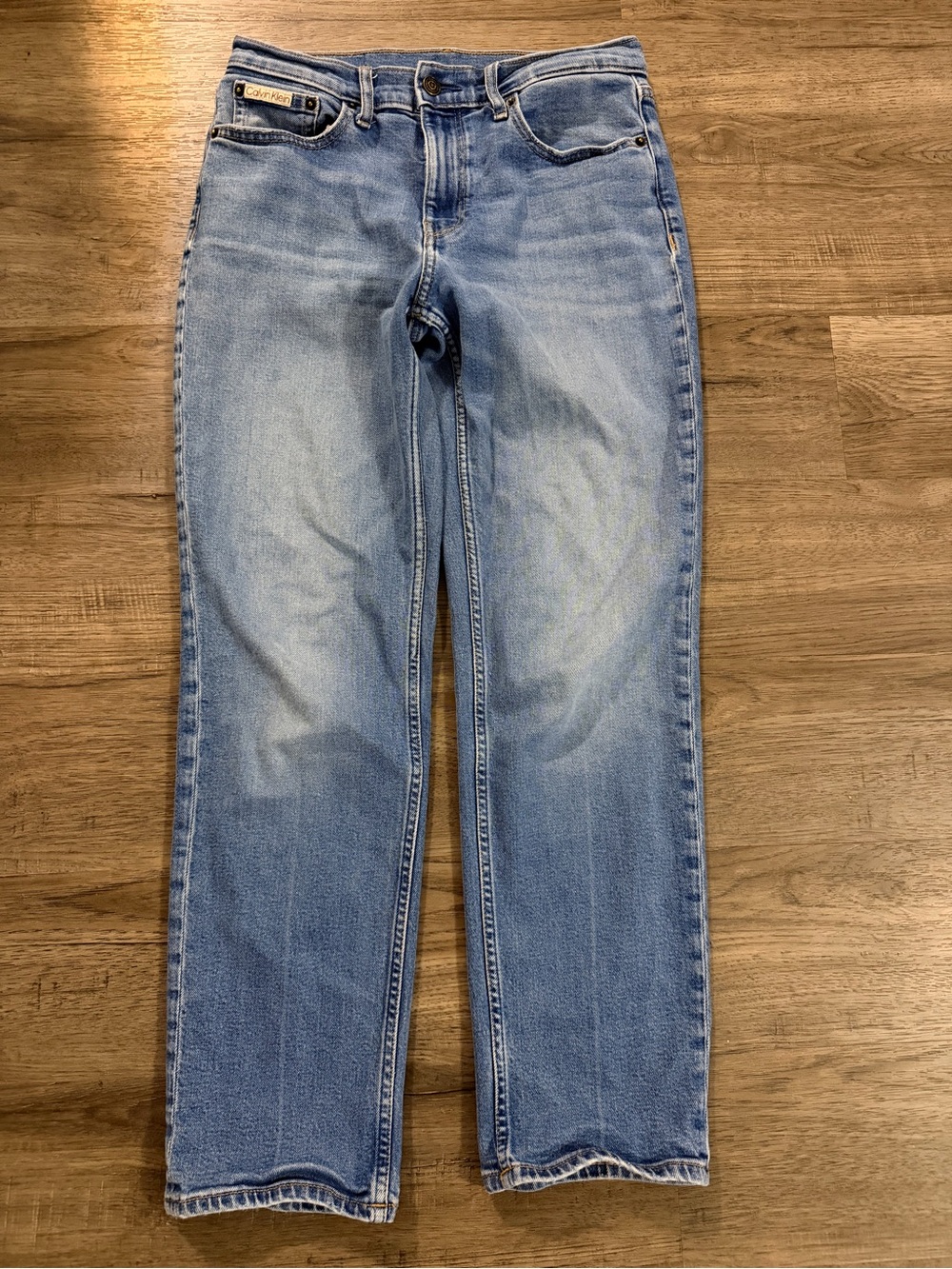 Calvin Klein Original Straight Jeans W28 Light Wash Stretch Denim
